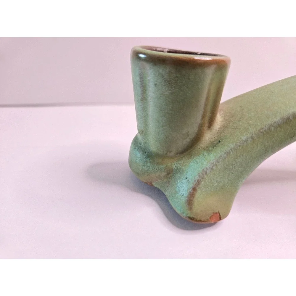 MCM Frankoma Lazy Bones Prarie Green Rare 3 Light Candleholder